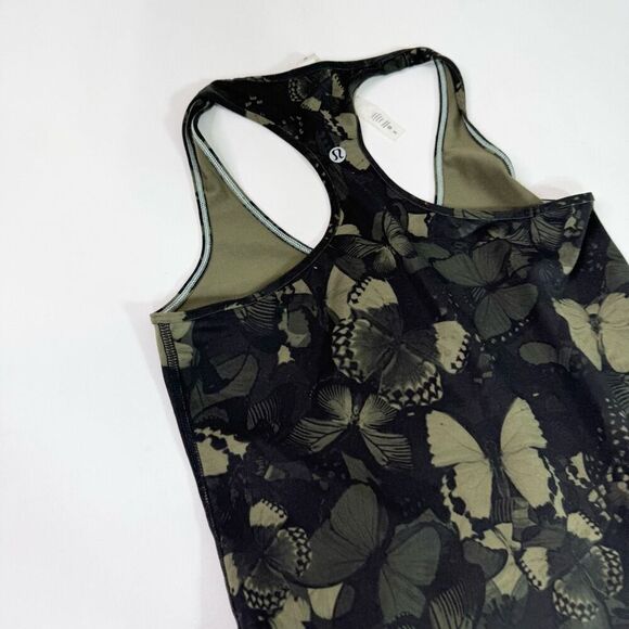 Lululemon Tank Top Womens 8 Green Biggie So Butterfly Cool Racerback Light Luon - Picture 8 of 9